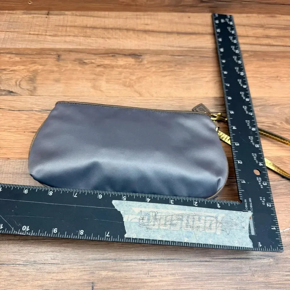 Coach Gray/Lavender Gold Satin  Amanda Clutch Wristlet Handbag Purse